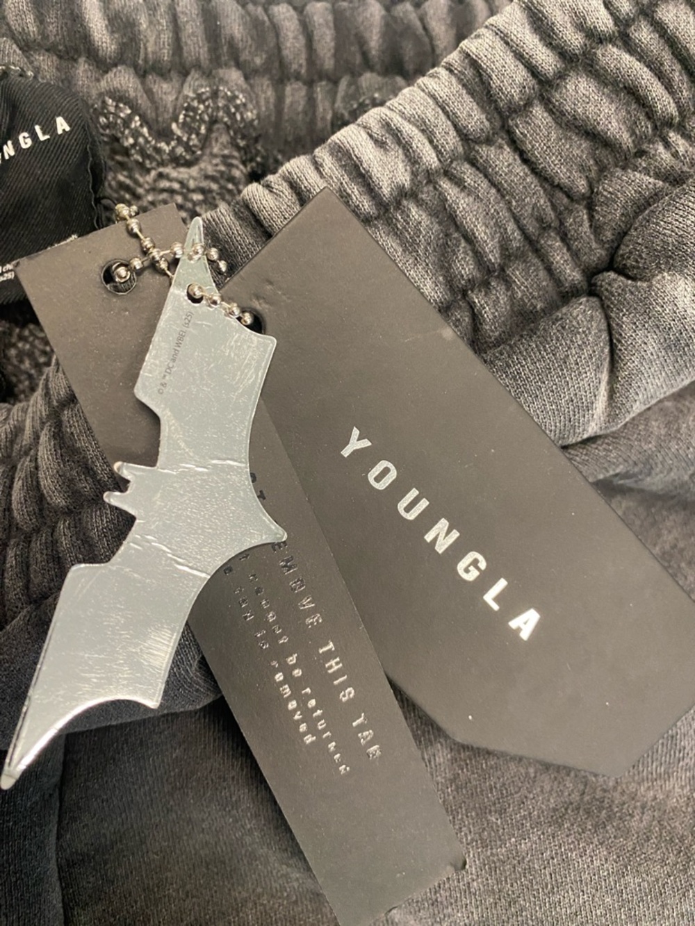 Youngla Batman Washed Gray Cargo Sweatpants with Side Pockets - Picture 3 of 9